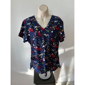 GT PERFORMANCE‎ WOMENS SCRUB TOP LARGE SANTA